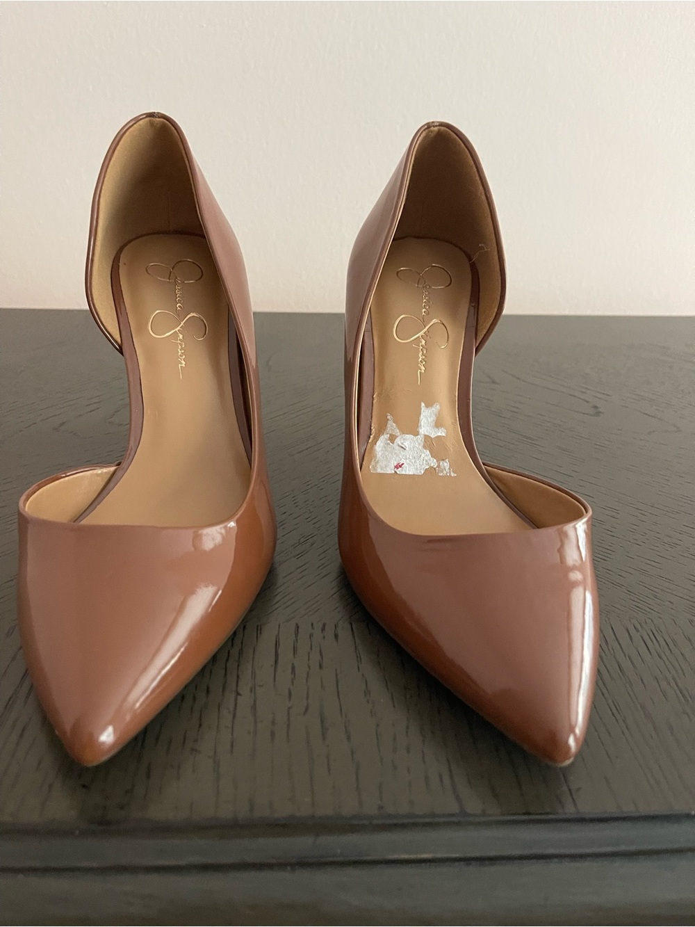Jessica Simpson Brown Patent Pointed Toe High Heels - Picture 6 of 6